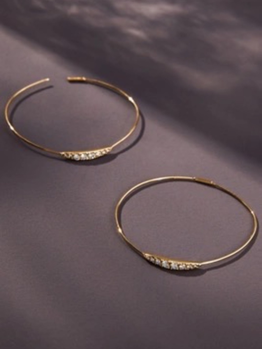 NWT Anthropologie Thin Embellished Medium Hoop Earrings